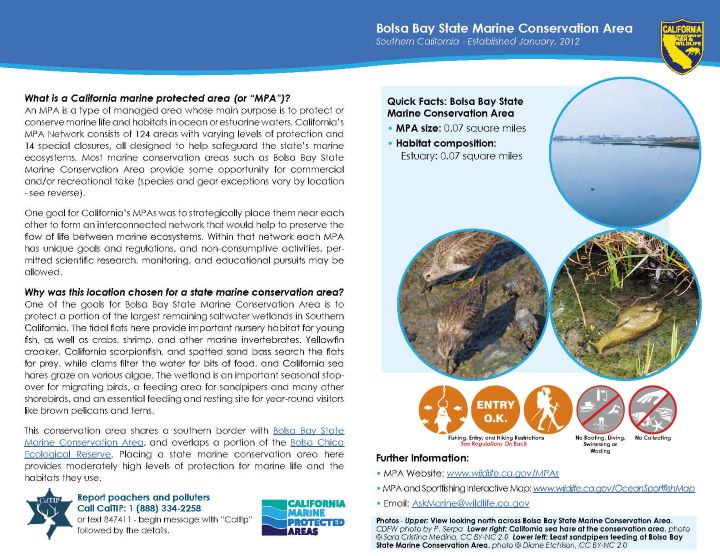 Bolsa Bay State Marine Conservation Area, and Bolsa Chica Basin State